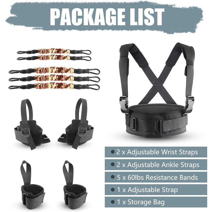 Резистентні еластичні стрічки для боксу та ММА. Комплект для тренувань з манжетами та ременями на щиколотки (300LB)