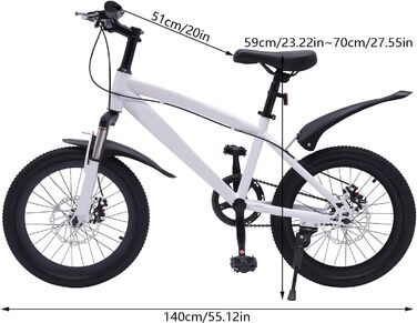 Дитячий велосипед BMX 18 дюймів, високоміцна сталь, регульована висота, для хлопчиків і дівчат від 5 років