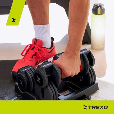 Набір гантелей TREXO регульований 2x5.75 кг зі сталі з неслизькими ручками. Ідеально для силових тренувань вдома та у фітнес-залі. Набір гантелей, короткі гантелі зі стійким підставою