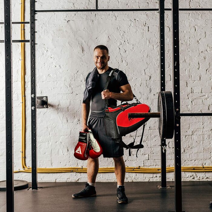 Спортивна сумка RDX з відділенням для взуття, рюкзак для залу, боксу та трекінгу, унісекс, червоний/чорний