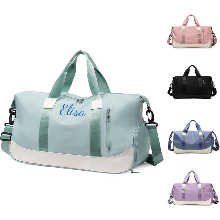 Персоналізована спортивна сумка для залу та подорожей з відділеннями для взуття та мокрих речей, жіноча сумка-дафл 35 л (Зелена)