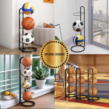 Металевий стійкий органайзер для м'ячів на 4 яруси - футбольні, баскетбольні, волейбольні