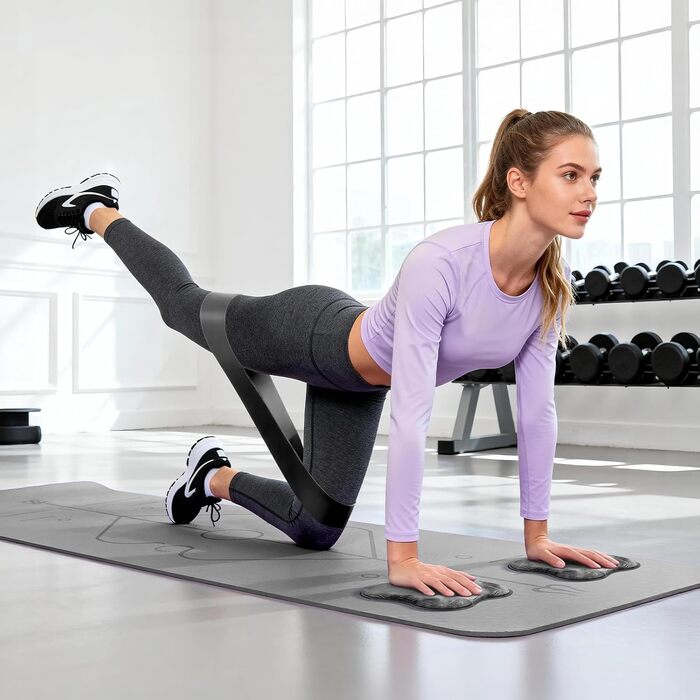 Йога мат Soontrans 8 мм, TPE, 183x68 см (сірий) - з гумками, килимком для колін та фітнес аксесуарами
