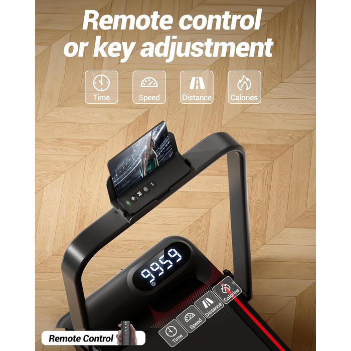 Біговий тренажер CURSOR 4-в-1: складаний, з нахилом 15%, Walking Pad з регулюванням нахилу та трійною амортизацією, дистанційне керування, максимальне навантаження 136 кг