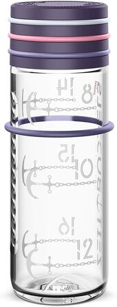 Мотиваційна пляшка для води 600 мл NAVIGATOR, з часом, для газованої води, BPA Free, лілова, ударостійка, герметична