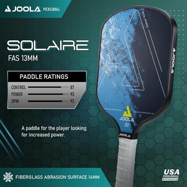 JOOLA Solaire професійна ракетка для піклболу з карбоновою поверхнею, поліпропіленовий стільниковий сердечник 13 мм, оптимальний спін, потужність і контроль