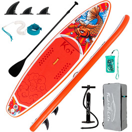 Надувна SUP-дошка FunWater з аксесуарами: рюкзак, ручний насос, страховочна лінія, 3 знімні плавники, регульоване плаваюче весло