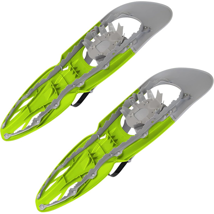 Снігоступи Alpidex з палицями 25 або 29 дюймів, швидка фіксація, розмір 38-46, до 140 кг, підйомник, сумка, телескопічні палиці (лаймовий зелений, 29 дюймів)