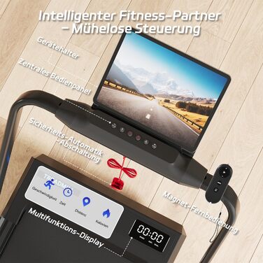 JUMMICO Ходункова доріжка для дому, складана, з робочим столом, ширина доріжки 40 см, швидкість 1-12 км/год, тримач для планшета, з додатком та магнітною пульт дистанційного керування