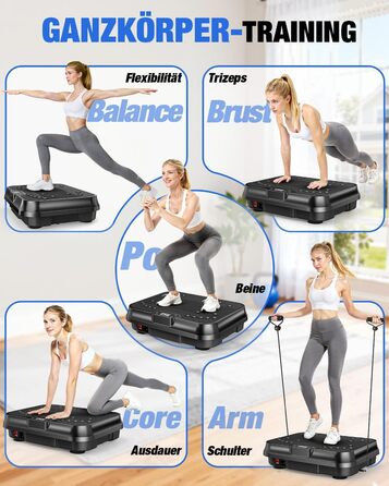 Віброплатформа для фітнесу HomeFitnessCode Mini - для жінок, з регулюванням інтенсивності, тренажер для дому, схуднення, нарощування м'язів, все тіло, чорний глянцевий