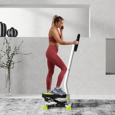 HOMCOM Stepper Fitness Swing Stepper з LCD екраном і ручкою, велотренажер для дому до 100 кг, сталь ABS, зелений, 55 x 44 x 108 см