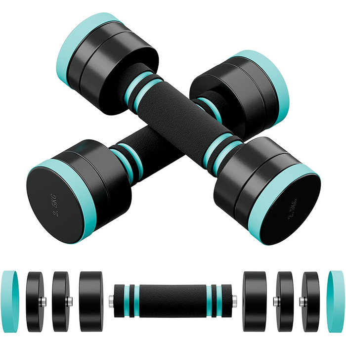 Набір гантелей Dripex, регульовані, сталеві, 2 шт. по 2.5 кг, 2 шт. по 5 кг, 2 шт. по 10 кг, для дому