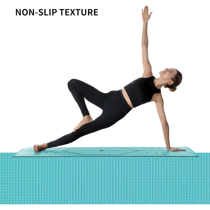PROIRON Килимок для йоги з неслизькою поверхнею та розміткою. Килимок для фітнесу, йоги та спорту, ідеальний для тренувань.