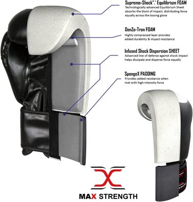 Боксерські рукавички MAXSTRENGTH для муай-тай, кікбоксингу, ММА, тренувань і спарингів, чоловічі та жіночі, посилене ущільнення, спортивні рукавички для мішка та бою