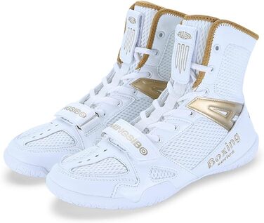 Чоловічі боксерські черевики для тренувань та фітнесу, білі (35 EU, Gold)