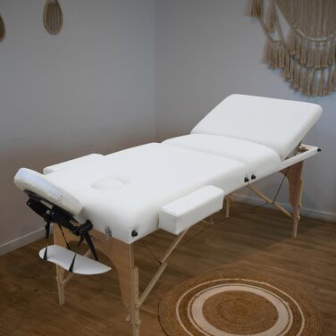 Складний масажний стіл Vivezen 3-секційний, дерев'яний, 15 см, з Reiki-панеллю, аксесуарами та сумкою для транспортування