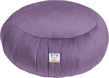 Медитаційна подушка Zafu Sensory Owl, оксамитова, наповнювач – лушпиння гречки, кругла, висота 18 см, 35 см, колір лаванда
