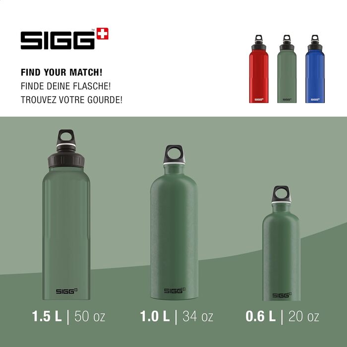 SIGG алюмінієва пляшка для води та напоїв, спортивна, герметична, для газованих напоїв, легка, BPA-free, сертифікована як кліматично нейтральна, для спорту, туризму, 0,6/1/1,5 л