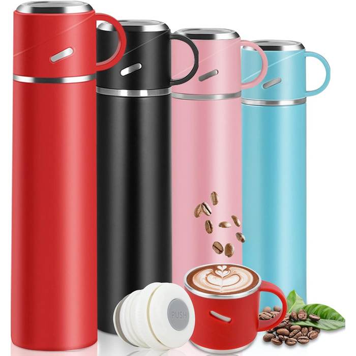 Термос IAGORYUE з нержавіючої сталі, 0.55л, з ізоляцією та виливним кришкою, подвійні стінки, зберігає тепло/холод до 12 годин, для спорту, офісу, відпочинку на природі (червоний)