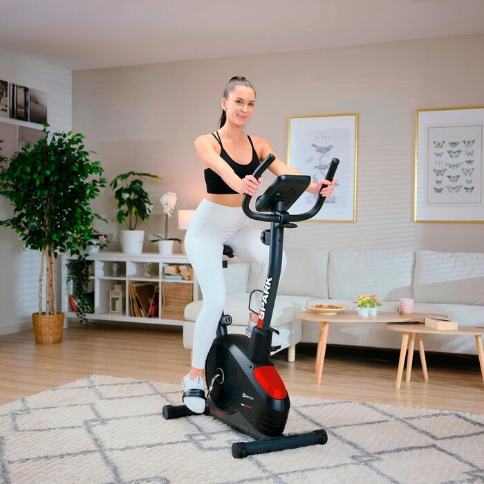 Велотренажер Hop-Sport Spark для дому з комп'ютером і пульсометром, 8 рівнів навантаження, маховик 9 кг, максимальна вага 120 кг