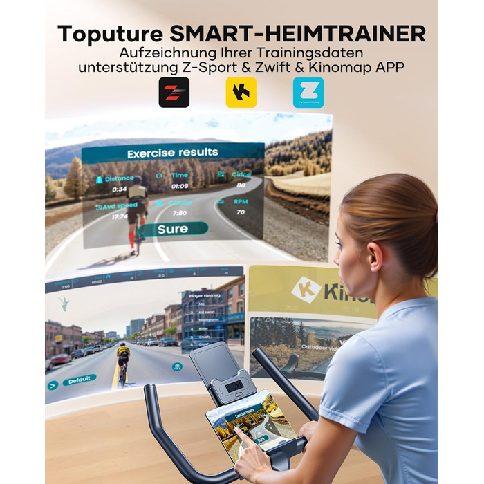 Велотренажер Heimtrainer 2025 з додатком, амортизацією, до 160 кг, регульованим опором, тихий спінінг байк для дому з LCD-дисплеєм і комфортним сидінням