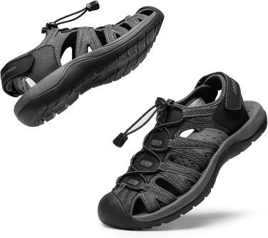 Чоловічі сандалі Dream Pairs для походів та пляжу, чорно-сірі, 40 EU, протиковзкі, дихаючі, літні