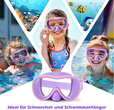 Дитяча маска для плавання WAVE Kinder з антифогом, захистом від протікання та UV-фільтром (Лілово-Рожева)