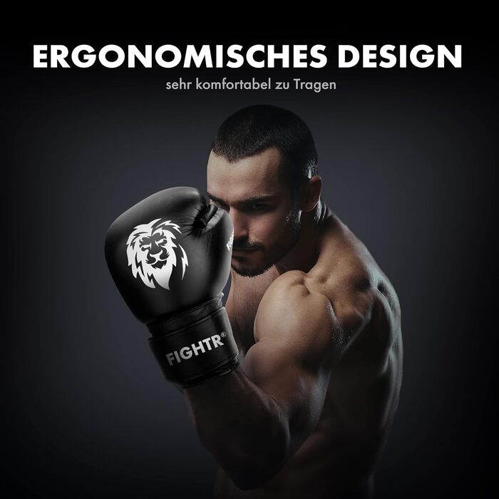 Боксерські рукавички FIGHTR Pro з натуральної шкіри для чоловіків і жінок, для боксу, MMA, муай-тай, кікбоксингу, 10 унцій, чорні, з сумкою