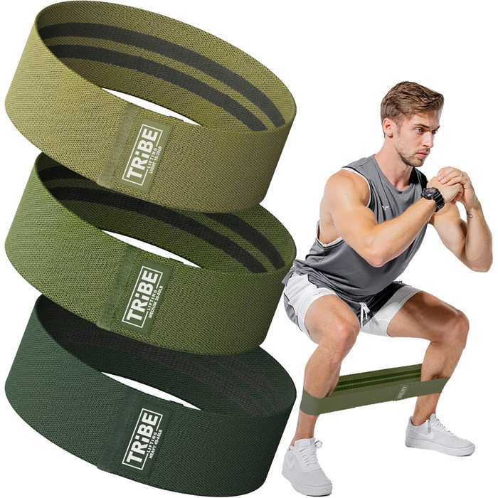 Еластичні гумки для фітнесу - гумки для сідниць Booty Bands для жінок та чоловіків - набір еластичних гумок для вправ - гумки для ніг та сідниць, Military Green