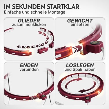 Розумний хулахуп Neolymp для схуднення та фітнесу, з лічильником калорій та відстеженням часу, регульований (29-40 см), колір Berry