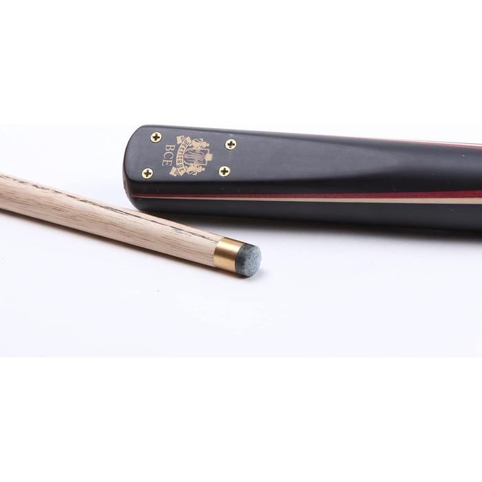 Більярдний кий BCE Heritage Sapele Snooker, магоні, ¾ розміру, 145 см - наконечник 9,5 мм, з подовжувачем 15 см та жорстким кейсом + аксесуари: наконечники ROS Elch, кубик крейди та крейда Riley