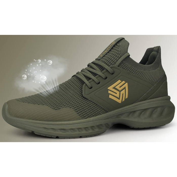 Чоловічі кросівки для ходьби та бігу Slip-On, неслизькі, дихаючі, легкі, для тренувань та залу, розмір 42.5 EU, колір хакі