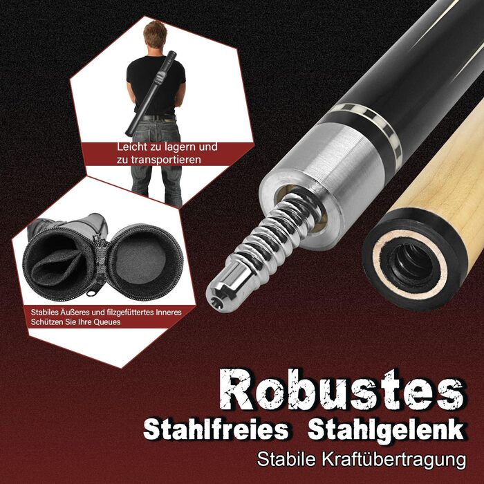 Більярдний кий, 58", наконечник 12.5 мм, LED, для початківців та професіоналів, 20oz, C4816