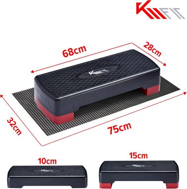 Степпер для дому KM-Fit | Степ-бенч для фітнесу з регулюванням висоти | Спортивний степпер для аеробіки до 200 кг