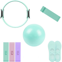 Набір для пілатесу: коло 14', стрічки опору, м'який фітнес-м'яч, шкарпетки з нековзким покриттям, тренажер для дому, для жінок та початківців, для тонусу, гнучкості та сили корпусу