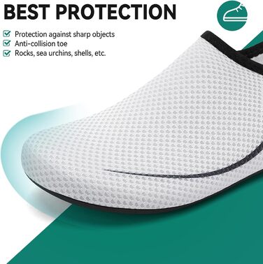 Чоботи для плавання та водних видів спорту: легкі, швидковисихаючі, з антиковзким покриттям (42 EU, білий)