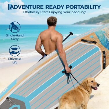 Надувний SUP Борд Преміум Класу з Аксесуарами, Кріпленням для Камери та Регульованим Веслом