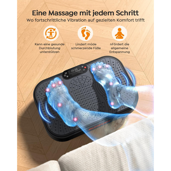 Платформа вібраційна Burever 150W з пультом, 99 рівнів інтенсивності, 5 програм, для масажу ніг, тренувань та формування м'язів