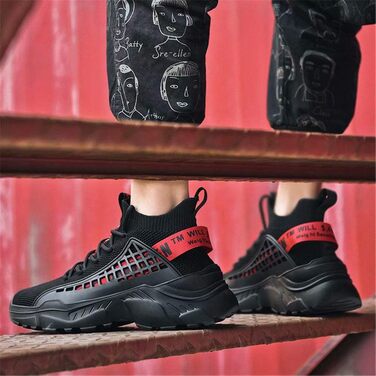 Чоловічі кросівки FUSHITON: дихаючі спортивні, легкі, повсякденні, для бігу по місту, стильні фітнес-кросівки, чорні, 43 EU