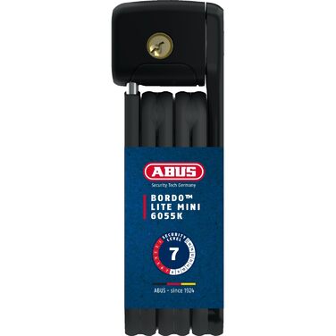 Замок велосипедний ABUS Bordo Lite 6055K SH з кріпленням - сталевий, 60 см, рівень безпеки 7, чорний