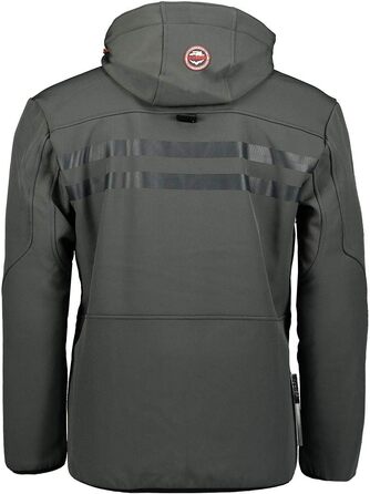 Чоловіча водонепроникна куртка-софтшелл Geographical Norway Royaute з капюшоном, тактичний віндбрейкер для гірських походів та лиж, чорно-сіра (7XL)