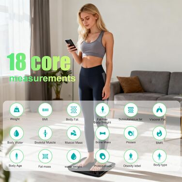 Розумні ваги для аналізу складу тіла з дисплеєм VA та вимірюванням пульсу, 15 показників здоров'я, Bluetooth, до 180 кг, темно-сині