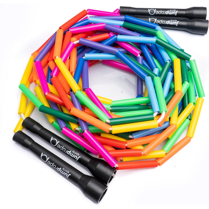 Стрибкове канат Double Dutch BEAD, 4.9 м, чорний-райдужний