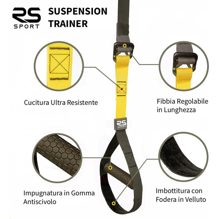 Набір для тренувань RS SPORT з ременями та системою кріплення до дверей, регульований, для фітнесу вдома, у спортзалі, у подорожах, для жінок та чоловіків