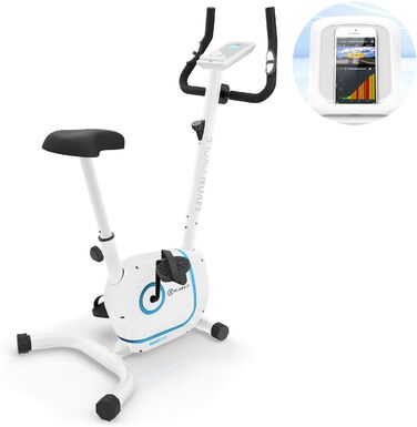Велотренажер KLAR FIT Myon Cycle з маховиком 12 кг, ремінний привід SilentBelt, 8 рівнів навантаження, вимірювач пульсу, регульована висота сидіння, підставка для планшета, білий