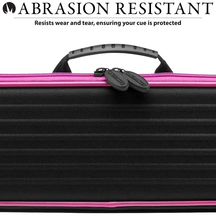 Чохол для більярдного кийа Casemaster Parallax, 600D Оксфорд, важкий поліестер, з м’якою підкладкою, для 2-складного кийа, чорний з фіолетовою окантовкою