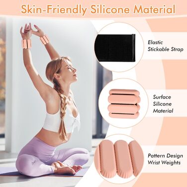 Ваги для зап'ясть та щиколоток для жінок та чоловіків, регульовані, силіконові, для фітнесу, йоги, бігу, танців - рожеві