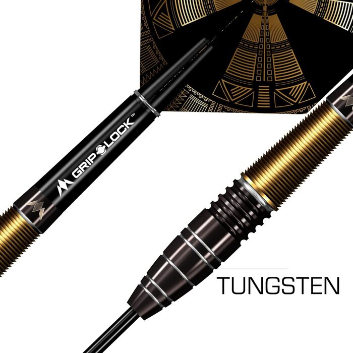 Набір дротиків Mission Darts Crypt 90% вольфрам, чорний і золотий, PVD-покриття, сталевий наконечник, різні стилі та ваги