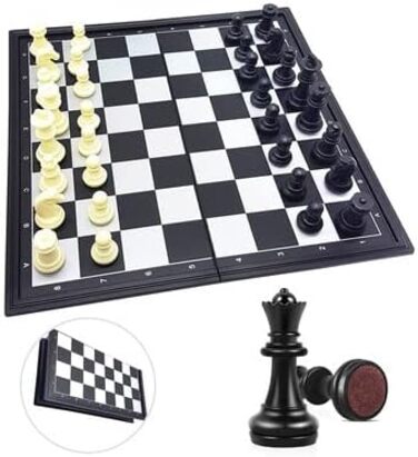 Lexibook Chessman Classic – магнітна складна шахова дошка, 32 фігури, сімейна настільна гра, чорний/сріблястий, CGM320