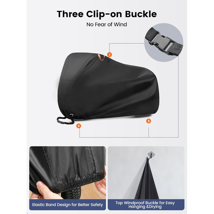 Водонепроникний намет для велосипедів Ohuhu на 2 велосипеди, 200 x 110 x 90 см, захист від пилу, дощу, УФ-променів, з отворами для замка та сумкою